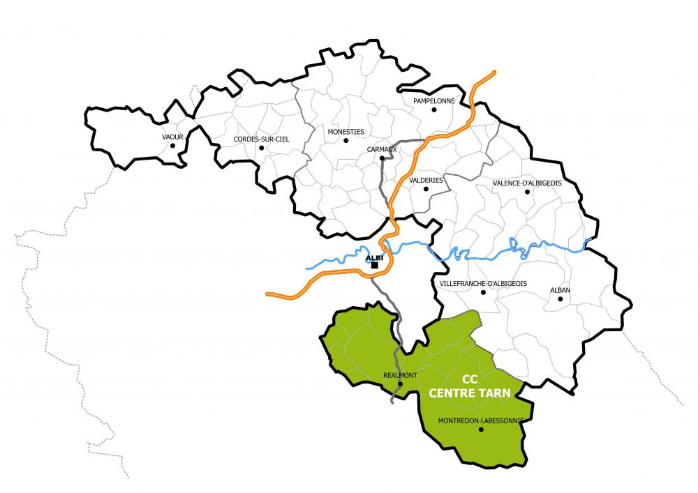 La communauté de communes Centre Tarn dans le Pôle Territorial de l'Albigeois et des Bastides