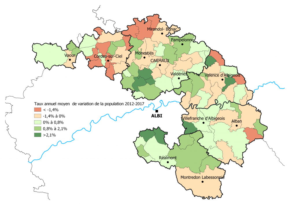 Evolution population totale 2012-2017 (INSEE)