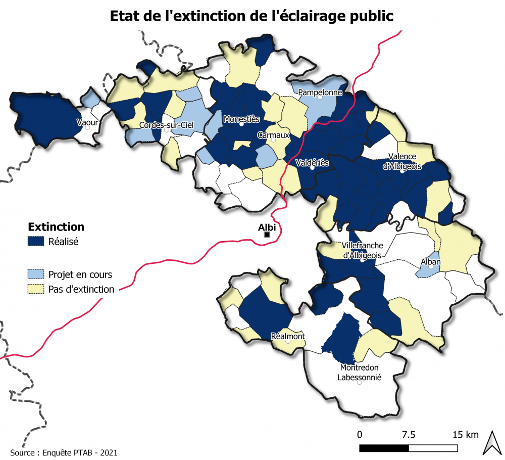 Carte des communes qui éteignent la Nuit